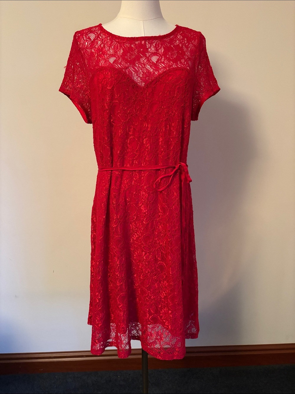 A Pea in the Pod Red Lace Midi Dress